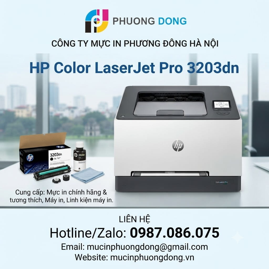 Báo giá đổ mực máy in màu HP 3203dn tại Hà Nội